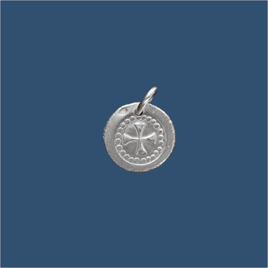 Médaille frappée en argent Croix Romane - P10 - 15mm - Hélène et Constantin - Atelier Piéchaud