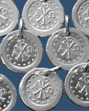 Médaille en argent Chrisme Alpha et Oméga antique