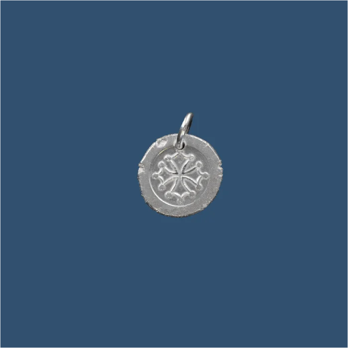 Médaille frappée en argent Croix occitane – P23 – 15mm