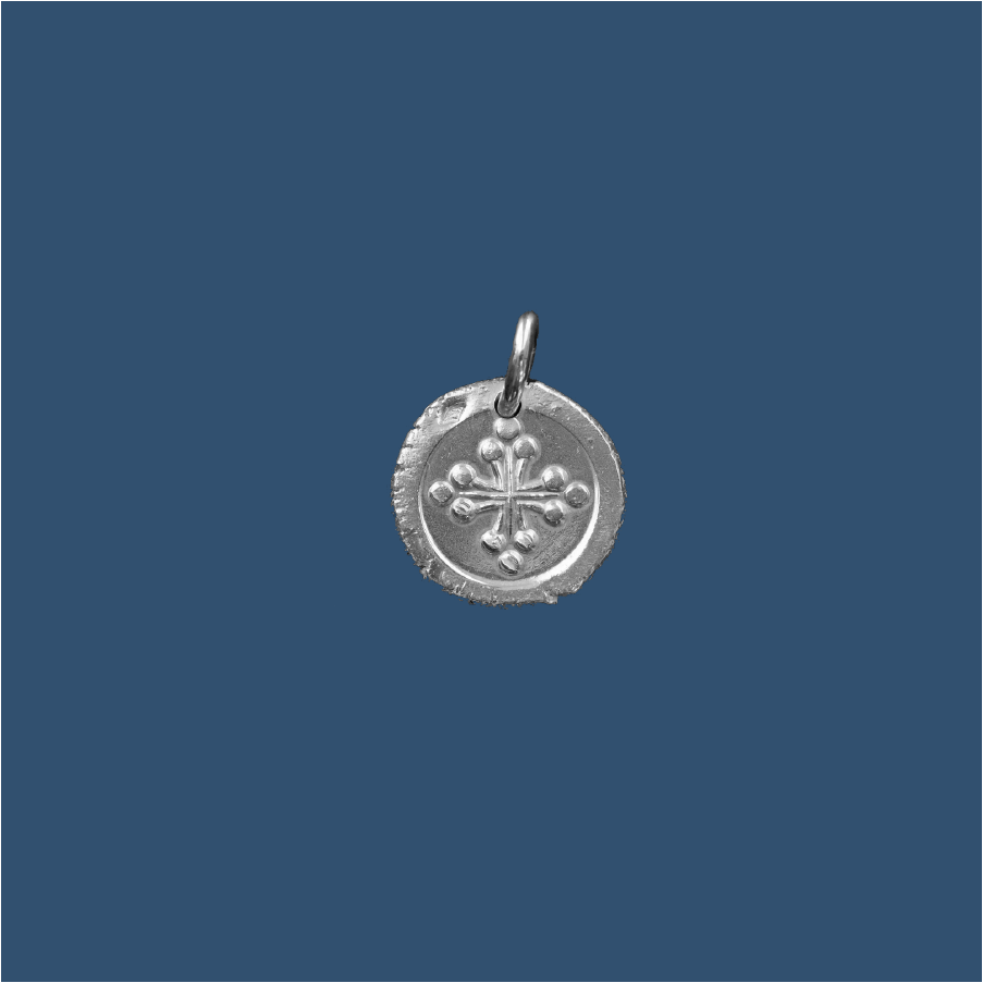 Médaille frappée en argent Croix pommelée - P25 - 15mm - Hélène et Constantin - Atelier Piéchaud