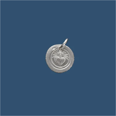 Médaille frappée en argent Sacré-Cœur rayonnant – P22 – 15mm