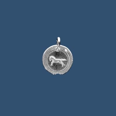 Médaille frappée en argent Cheval au galop – P45 – 15mm