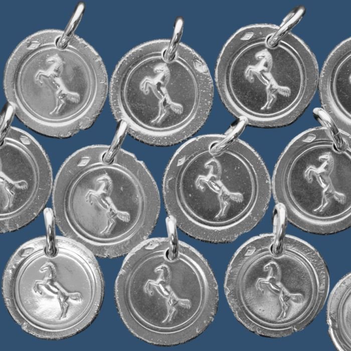 Médaille frappée en argent Cheval cabré – P50 – 15mm