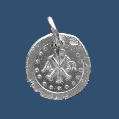 Médaille en argent Chrisme Alpha et Oméga antique