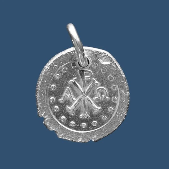 Médaille en argent Chrisme Alpha et Oméga antique