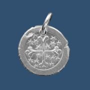 Médaille Croix fine pommelée sur fond étoilé en argent